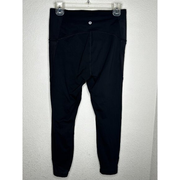Lululemon Pants Womens 8 Black Running Leggings Mesh Vent Side Pockets Athletic - Picture 1 of 9
